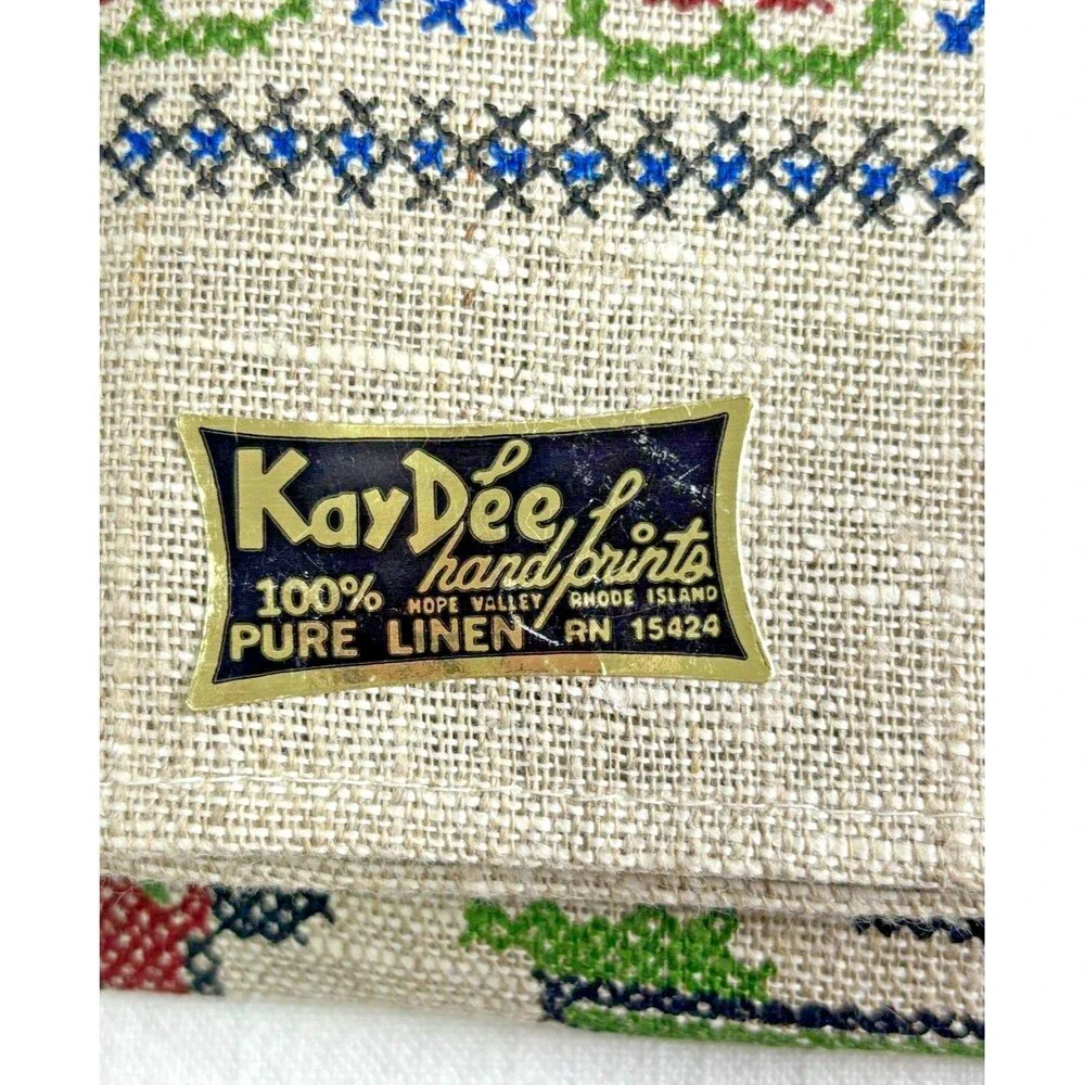 Vintage Kay Dee 100% Pure Linen Tea‎ Towel MCM Design by Lois Long 17 x30 NEW